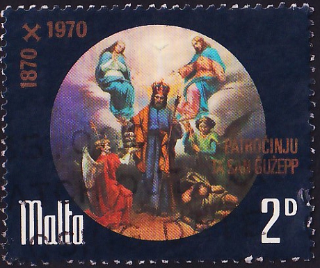 Мальта 1971 год . «Святой Иосиф, покровитель Вселенской Церкви» (Г. Гали) .